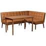 Sanford Tan Faux Leather and Wood 3-Piece Dining Nook Set in scene