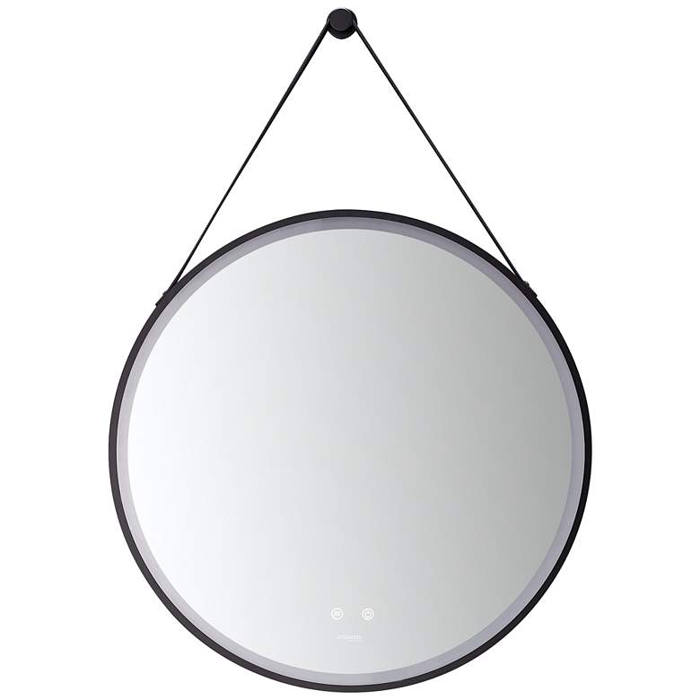 Image 1 Sangle Matte Black 24 inch Round LED Lighted Wall Mirror