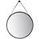 Sangle Matte Black 24" Round LED Lighted Wall Mirror