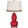 Sangria Metallic Double Gourd Table Lamp with Scallop Lace Trim