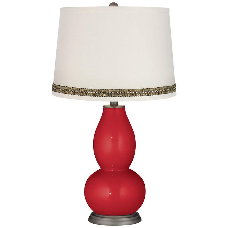 Image 1 Sangria Metallic Double Gourd Table Lamp with Wave Braid Trim