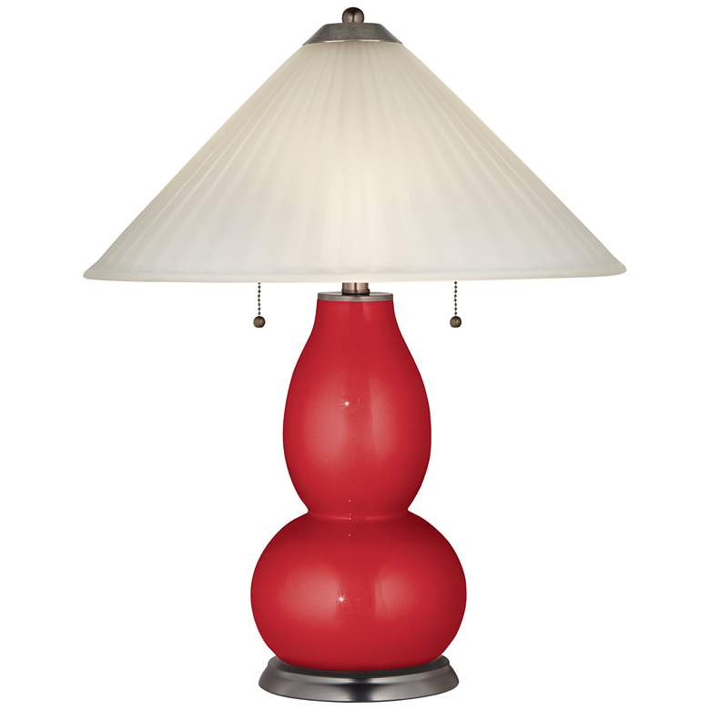 Image 1 Sangria Metallic Fulton Table Lamp with Fluted Glass Shade