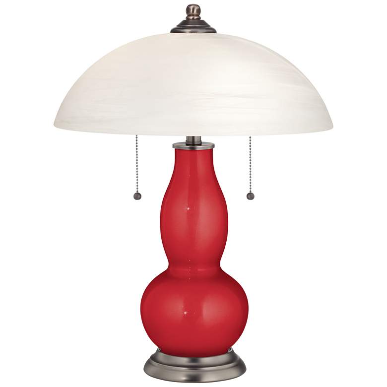Image 1 Sangria Metallic Gourd-Shaped Table Lamp with Alabaster Shade