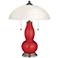 Sangria Metallic Gourd-Shaped Table Lamp with Alabaster Shade