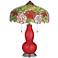 Sangria Metallic Gourd Table Lamp with Rose Bloom Shade