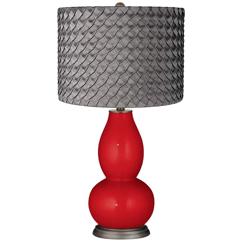 Image 1 Sangria Metallic Pleated Charcoal Shade Double Gourd Table Lamp