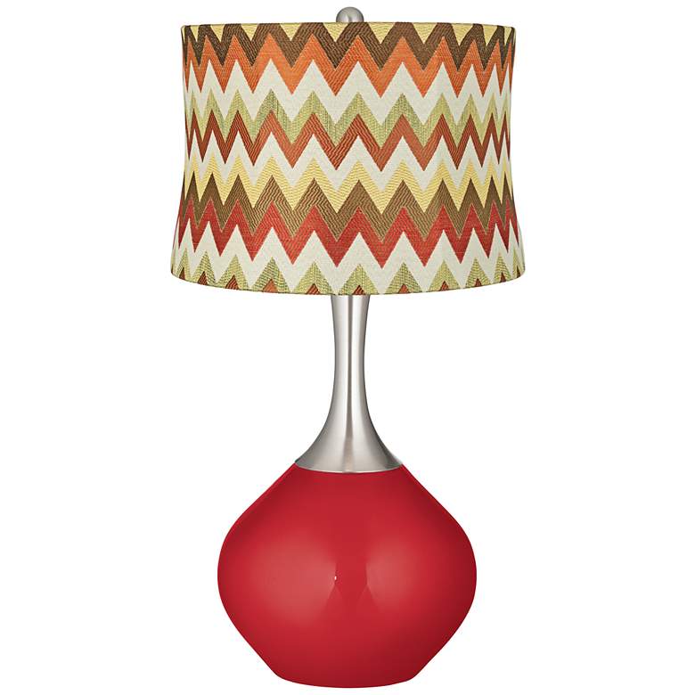 Image 1 Sangria Metallic Red and Brown Chevron Shade Spencer Lamp
