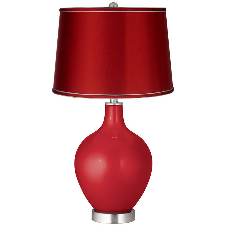 Image 1 Sangria Metallic - Satin Red Shade Ovo Table Lamp