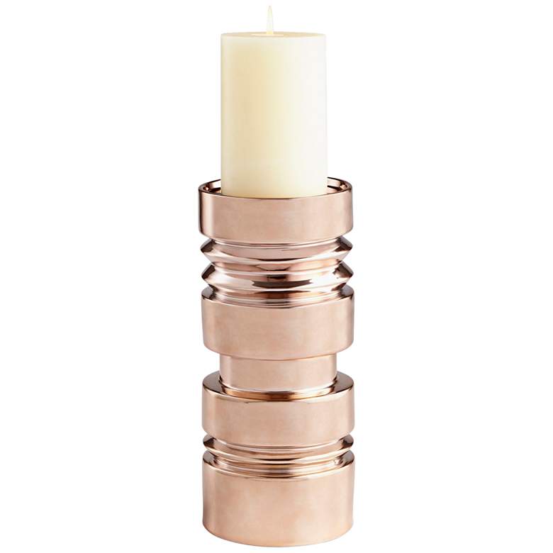 Image 1 Sanguine 13 1/4 inch High Copper Ceramic Pillar Candle Holder
