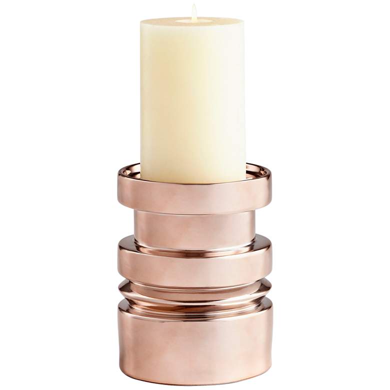 Image 1 Sanguine 7 3/4 inch High Copper Ceramic Pillar Candle Holder