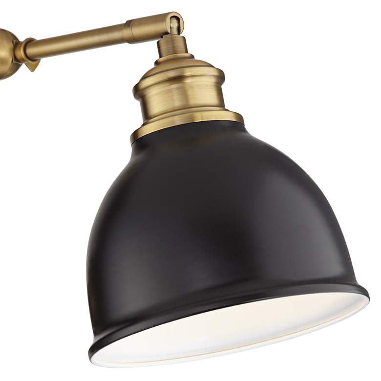 Sania Black and Antique Brass Adjustable Swing Arm Wall Lamp more views