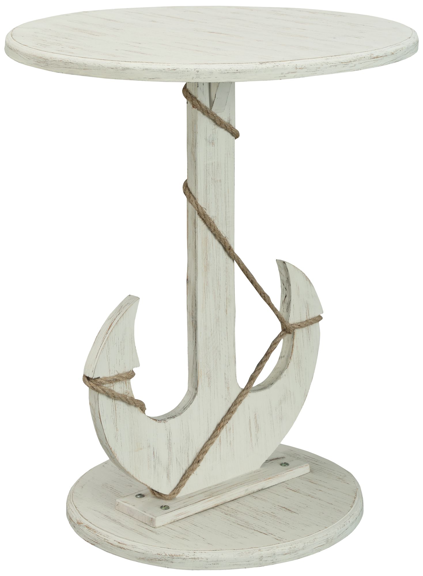 Sanibel 21" Wide Sanibel White Rub Wood Anchor Accent Table