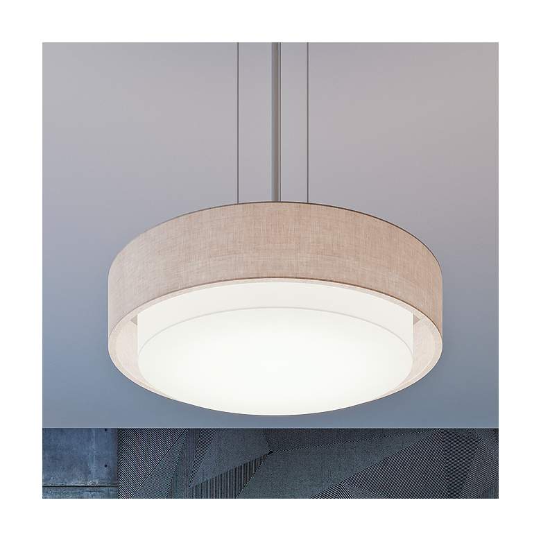 Image 1 Sanibel 23 1/4" Wide Satin Nickel Drum Pendant Light