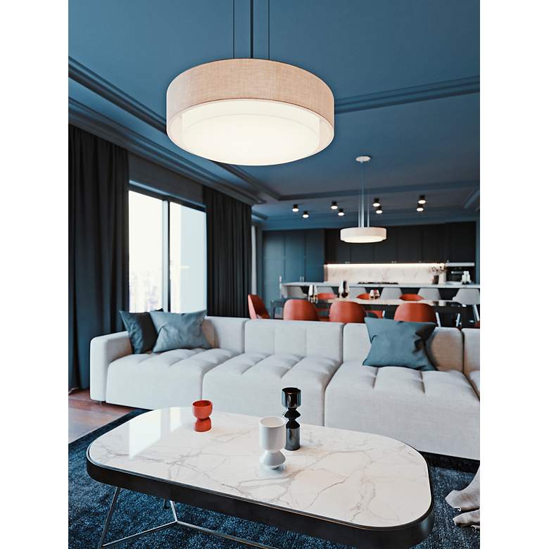Image 4 Sanibel 23 1/4" Wide Satin Nickel Drum Pendant Light more views