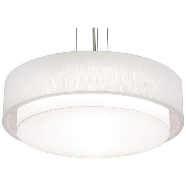 Image 1 Sanibel 32 inch Wide Satin Nickel LED Pendant With Linen White Shade