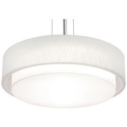 Sanibel 32&quot; Wide Satin Nickel LED Pendant With Linen White Shade