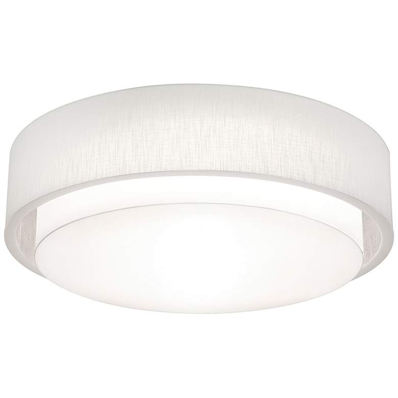 Image 1 Sanibel 32 inch Wide White LED Flush Mount With Linen White Shade