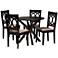 Sanne Espresso Brown Wood Beige Fabric 5-Piece Dining Set