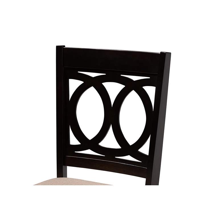 Image 4 Sanne Espresso Brown Wood Beige Fabric 5-Piece Dining Set more views