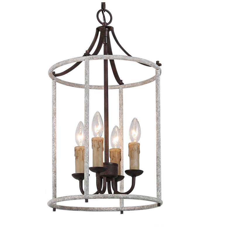 Image 1 Sano 12.6 inch Wide Gray White 4-Light Cylinder Chandelier