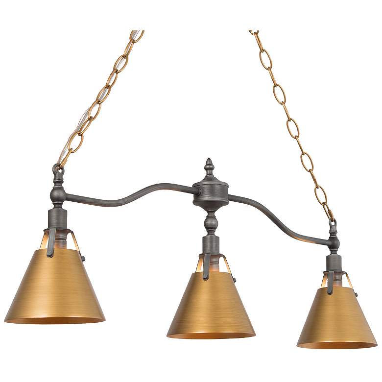 Image 1 Sano 31.5" Wide Brushed Gold 3-Light Linear Chandelier