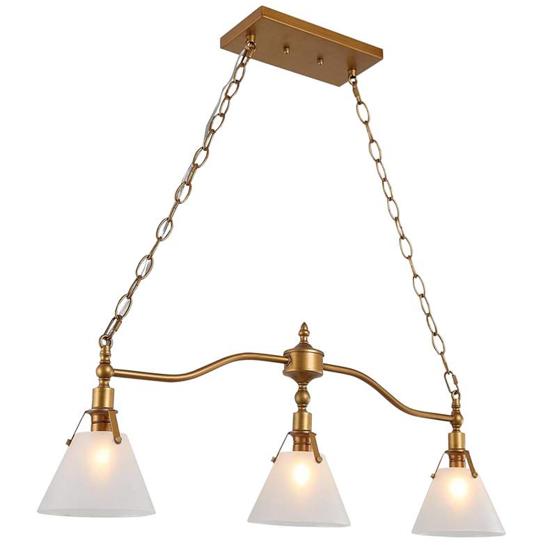 Image 1 Sano 31 1/2" Wide Brushed Gold 3-Light Island Chandelier