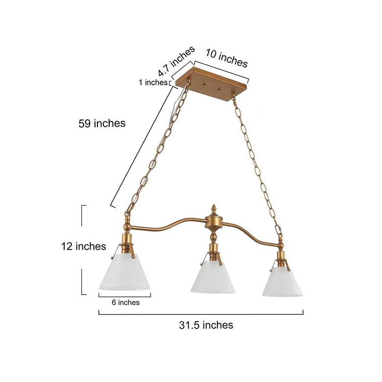 Image 6 Sano 31 1/2 inch Wide Brushed Gold 3-Light Island Chandelier more views