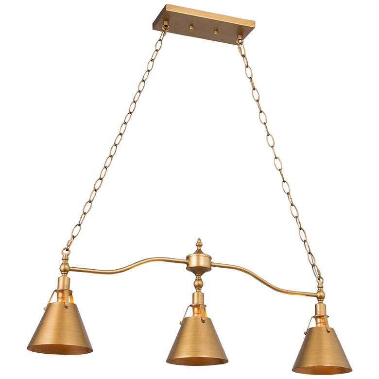 Image 1 Sano 31 1/2 inchW Vintage Brushed Gold 3-Light Island Chandelier