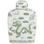 3_Sansui 10 1/2"H Green and White Ceramic Ginger Jar with Lid
