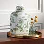 2_Sansui 10 1/2"H Green and White Ceramic Ginger Jar with Lid