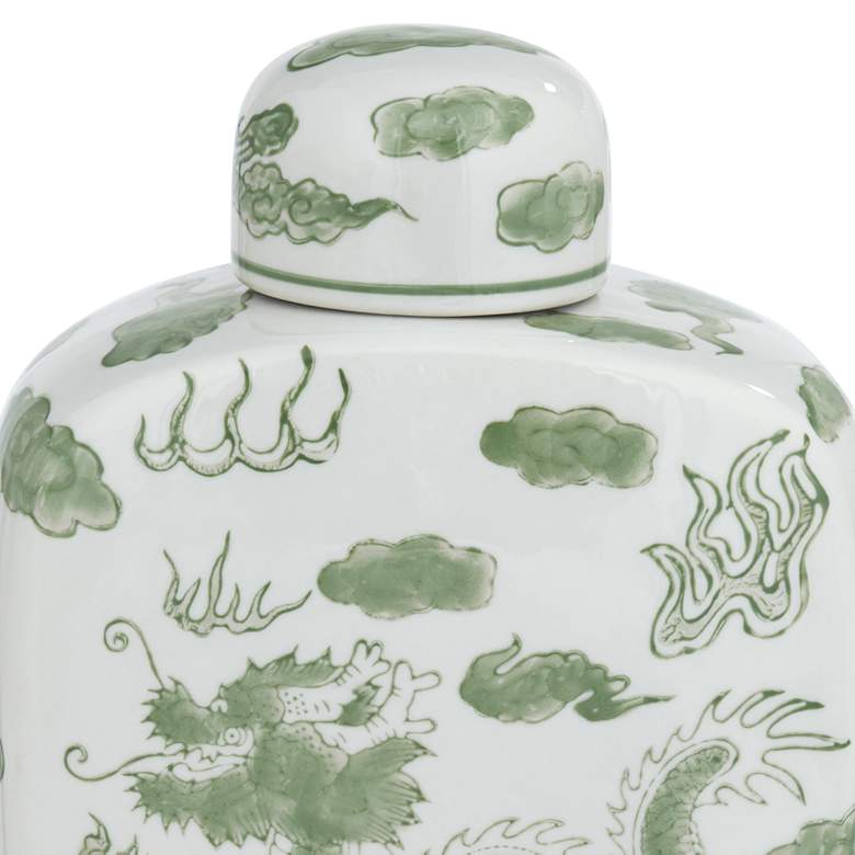 Image 4 Sansui 10 1/2"H Green and White Ceramic Ginger Jar with Lid more views
