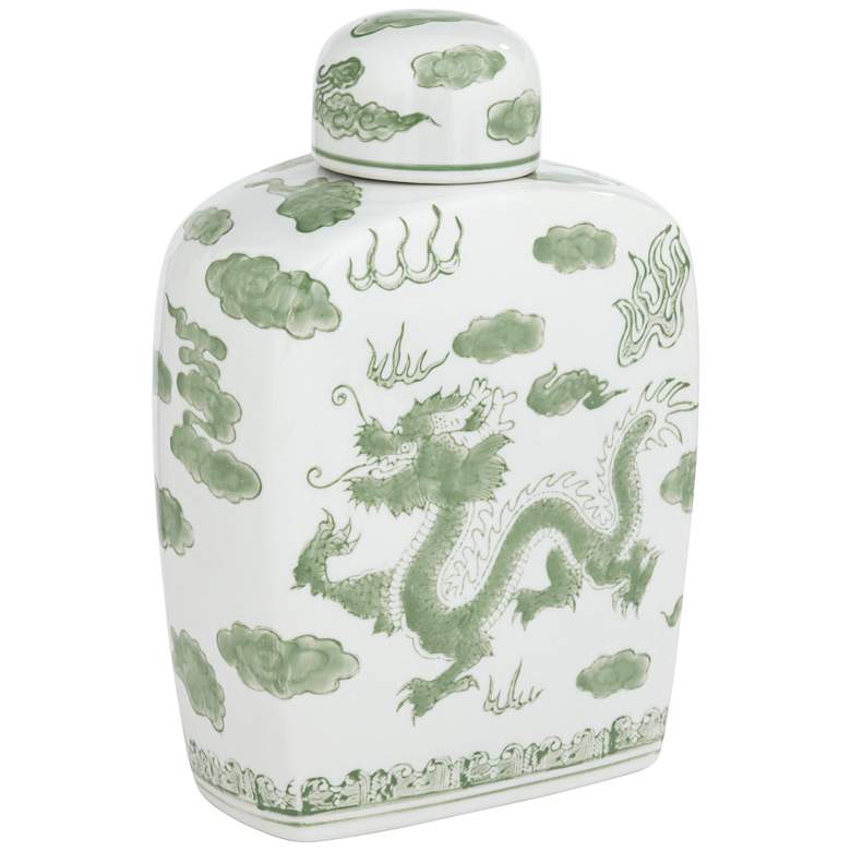 Image 5 Sansui 10 1/2"H Green and White Ceramic Ginger Jar with Lid more views