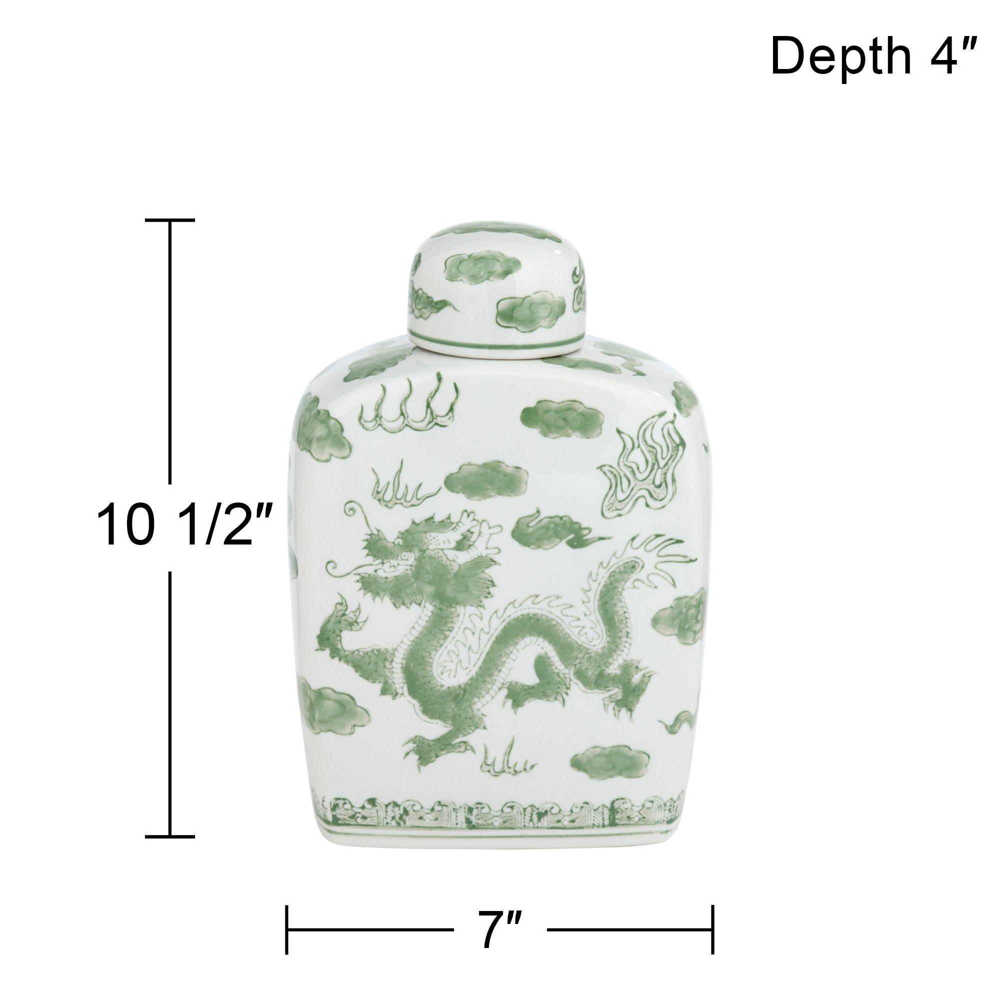 Sansui 10 1/2"H Green and White Ceramic Ginger Jar with Lid in scene