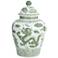 Sansui 12"H Green and White Ceramic Ginger Jar with Lid