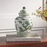 2_Sansui 12"H Green and White Ceramic Ginger Jar with Lid