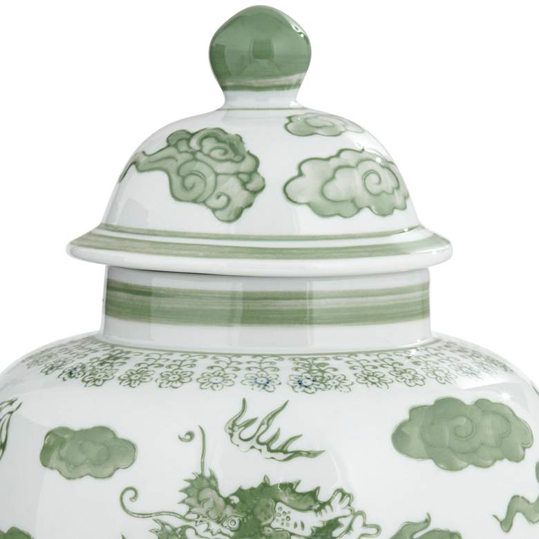Image 4 Sansui 12"H Green and White Ceramic Ginger Jar with Lid more views