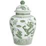 6_Sansui 12"H Green and White Ceramic Ginger Jar with Lid more views