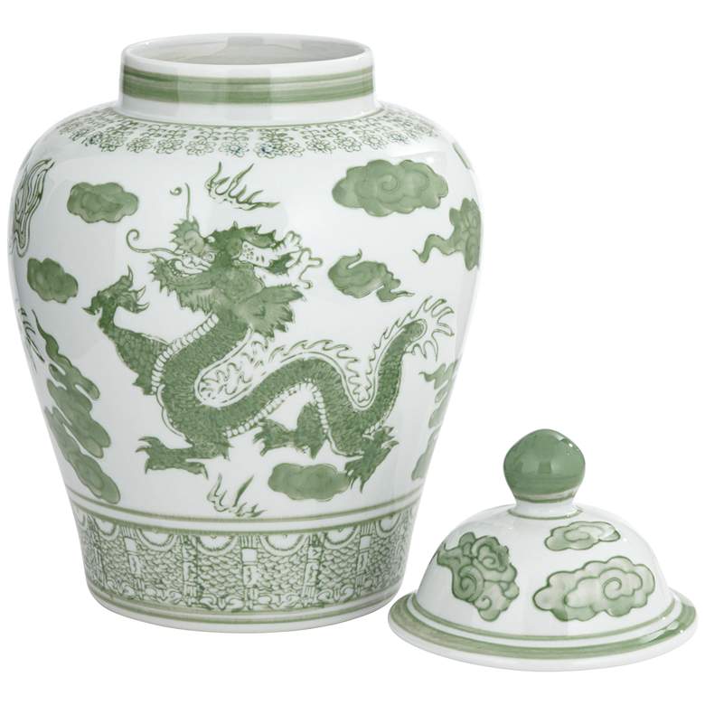 Image 7 Sansui 12"H Green and White Ceramic Ginger Jar with Lid more views