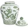 7_Sansui 12"H Green and White Ceramic Ginger Jar with Lid more views