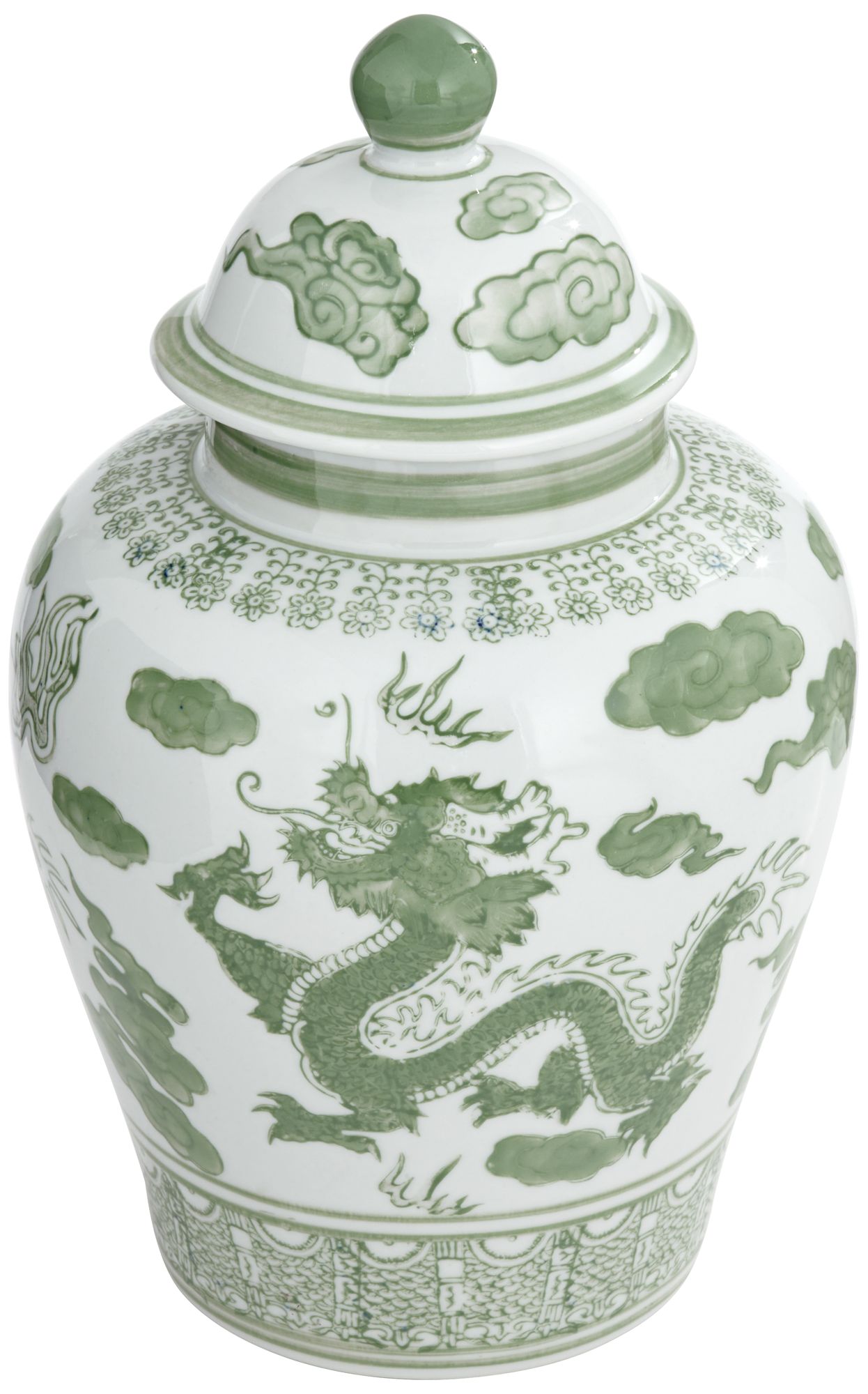 Sansui 12"H Green and White Ceramic Ginger Jar with Lid in scene