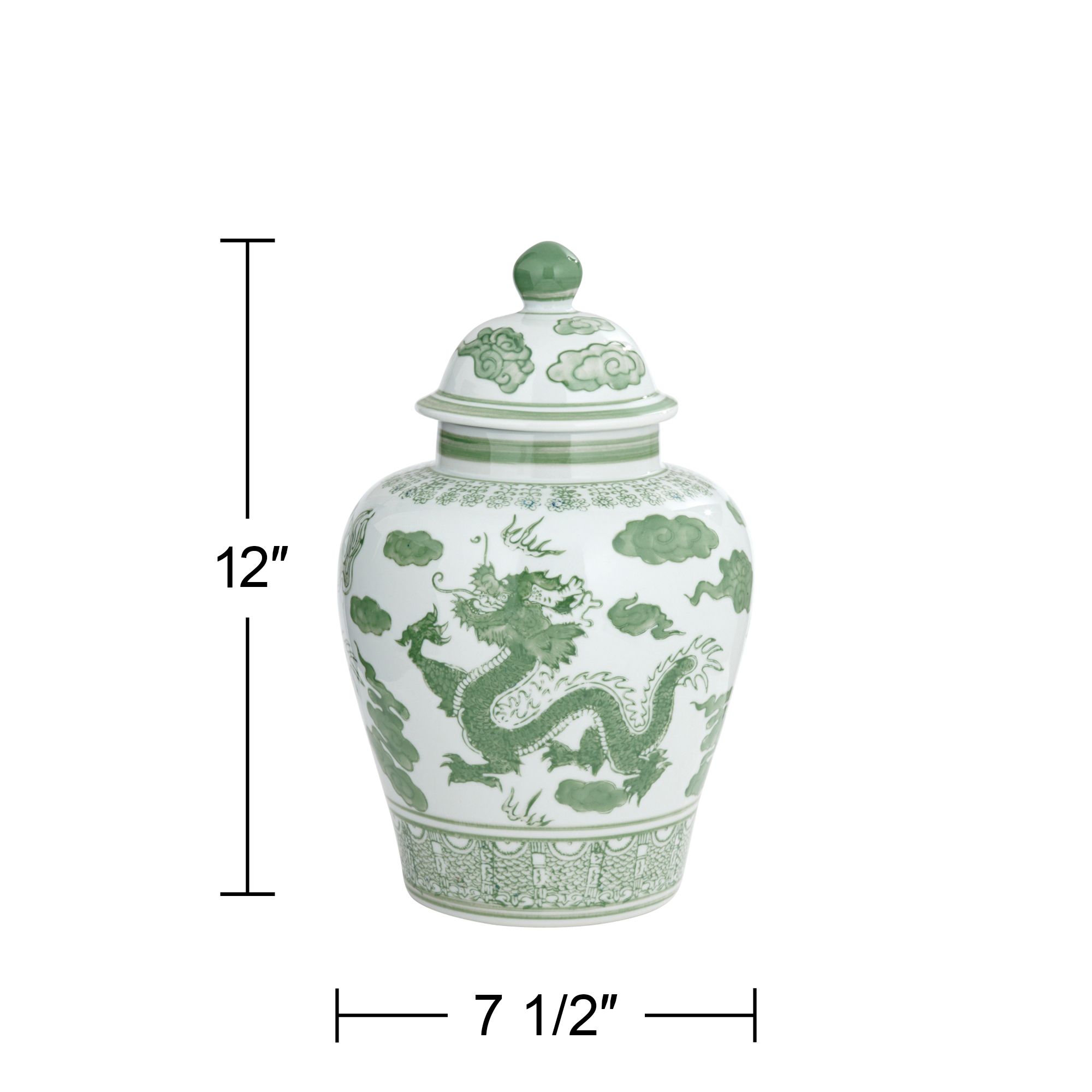 Sansui 12"H Green and White Ceramic Ginger Jar with Lid in scene