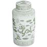 6_Sansui 15 3/4"H Green and White Ceramic Ginger Jar with Lid more views