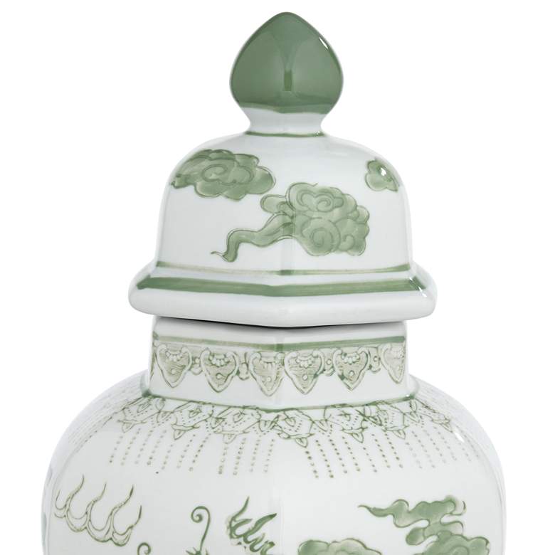 Image 4 Sansui 15" High Green and White Ceramic Ginger Jar with Lid more views