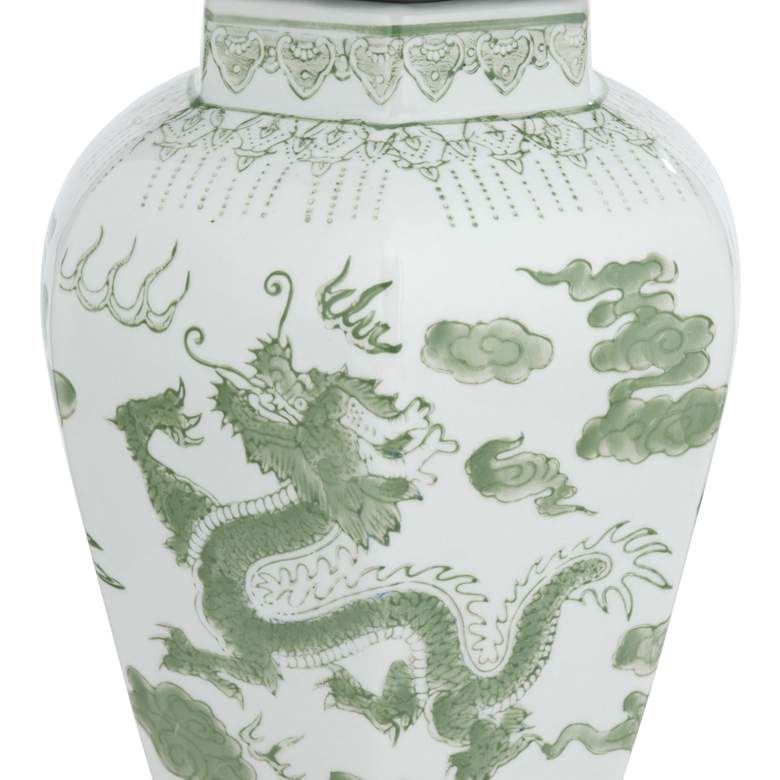 Image 5 Sansui 15" High Green and White Ceramic Ginger Jar with Lid more views