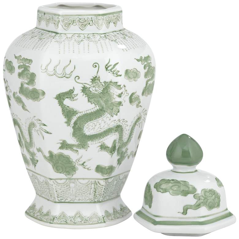 Image 6 Sansui 15" High Green and White Ceramic Ginger Jar with Lid more views