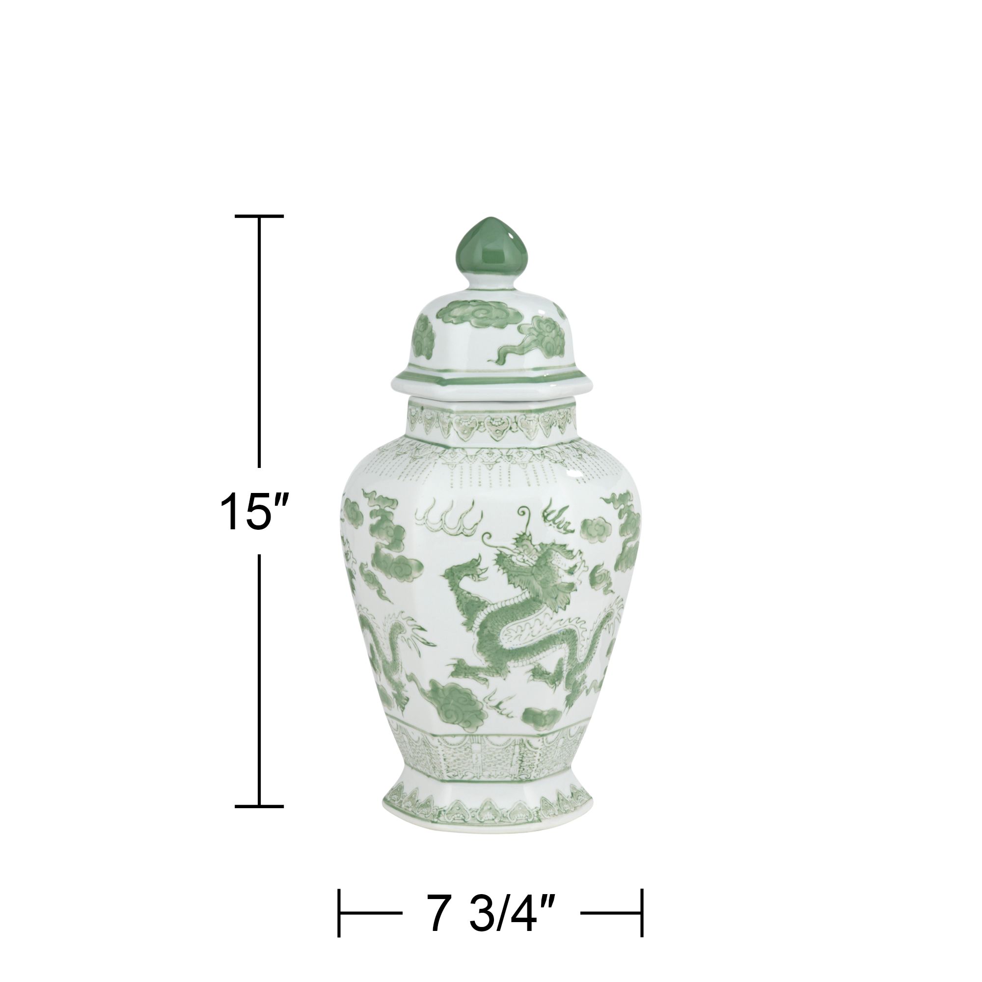 Sansui 15" High Green and White Ceramic Ginger Jar with Lid in scene