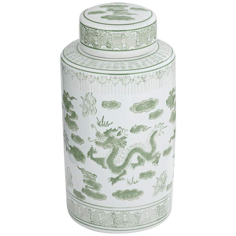 Image 3 Sansui Green and White 2-Piece Ceramic Ginger Jar Set more views