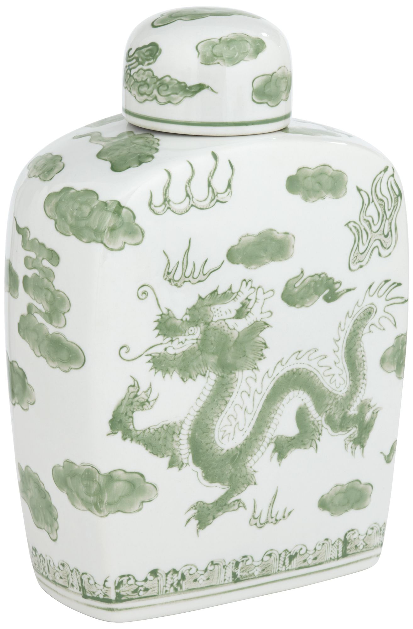 Sansui Green and White 2-Piece Ceramic Ginger Jar Set in scene