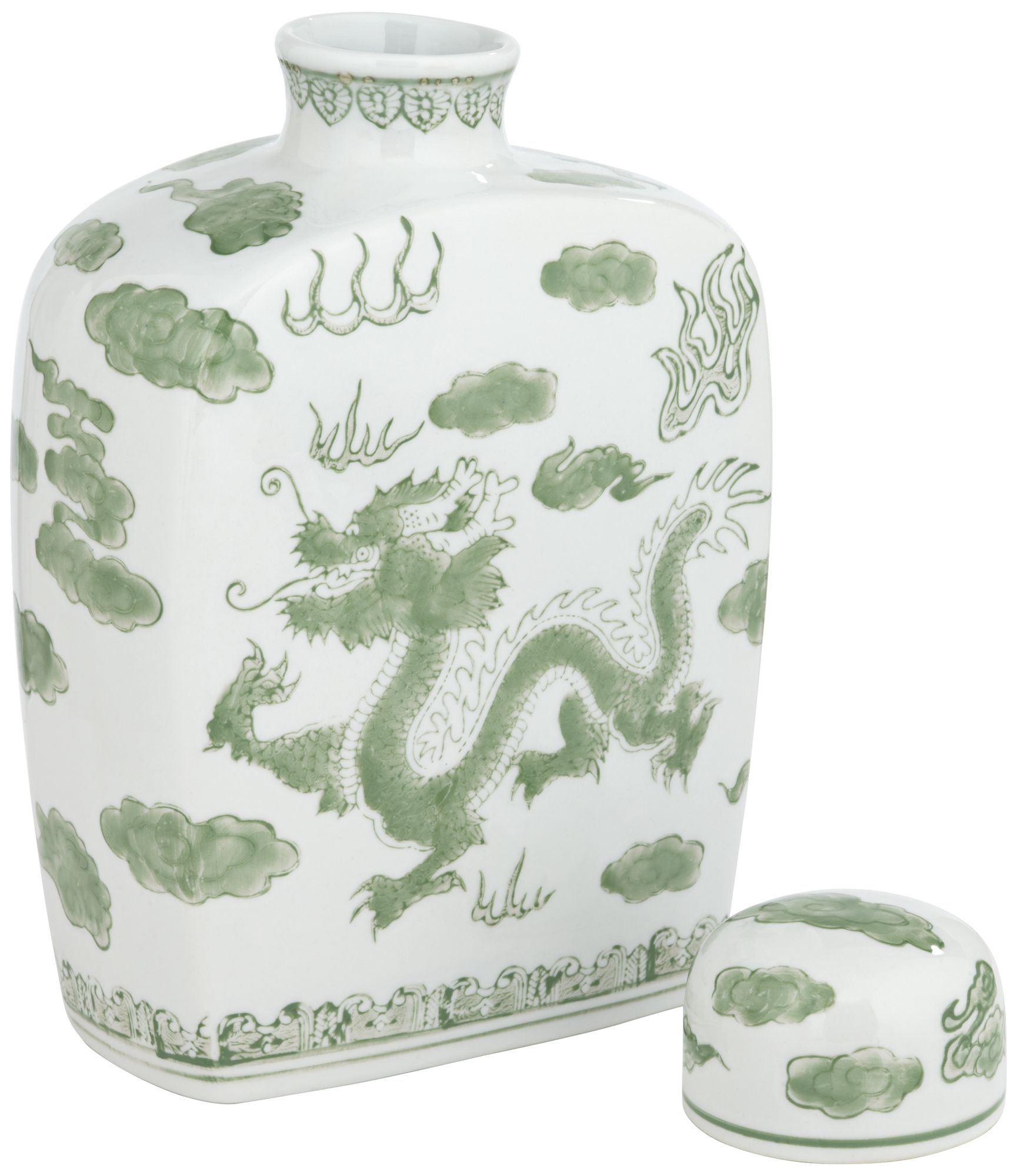 Sansui Green and White 2-Piece Ceramic Ginger Jar Set in scene