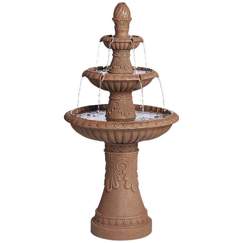 Image 2 Santa Cruz 45 3/4" High Faux Stone 3-Tier LED Outdoor Fountain